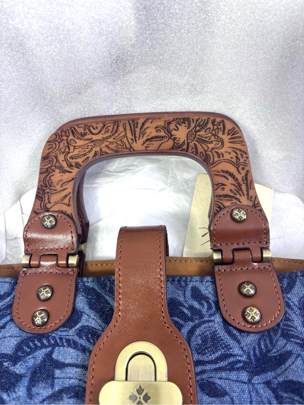 Patricia Nash Sancia MD Denim Satchel. - Picture 9 of 15